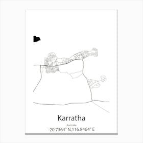 Karratha,Australia Minimalist Map Canvas Print