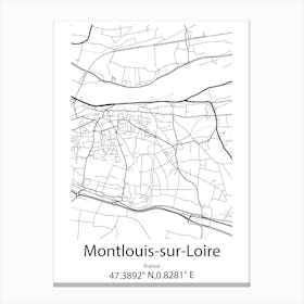 Montlouis Sur Loire,France Minimalist Map Leinwandbild