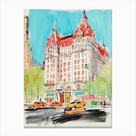 The Plaza Hotel   New York City, New York   Resort Storybook Illustration 1 Canvas Print