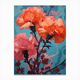 Surreal Florals Carnation Dianthus 1 Flower Painting Canvas Print