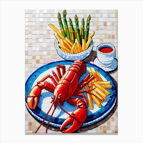 Lobster And Asparagus Canvas Print