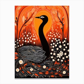 Swan In The Water Canvas Print