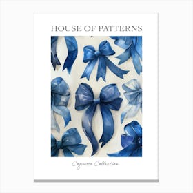 Blue Lace Bows 3 Pattern Poster Canvas Print