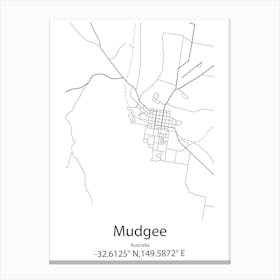 Mudgee,Australia Minimalist Map Canvas Print