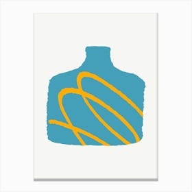Blue And Yellow Abstract Bottle Canvas Print