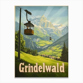 Aihrgdesign A Mid Century Modern Travel Poster For Grindelwald Canvas Print