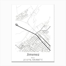 Jimenez,Mexico Minimalist Map Canvas Print