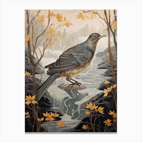 Hermit Thrush Gold Detail Painting Canvas Print