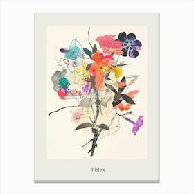 Phlox 4 Collage Flower Bouquet Poster Canvas Print