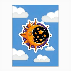 Sun And Moon Sticker Canvas Print