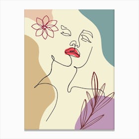 Woman'S Face With Flowers Female Face Drawing Stylized Canvas Print