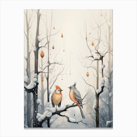 Birds In A Winter Landscape  3 Canvas Print