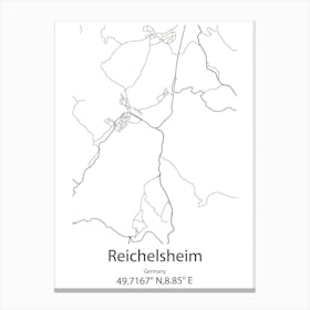 Reichelsheim,Germany Minimalist Map Canvas Print