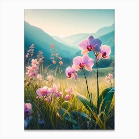 Orchids and The Mountains Canvas Print