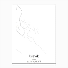 Brevik,Sweden Minimalist Map Canvas Print