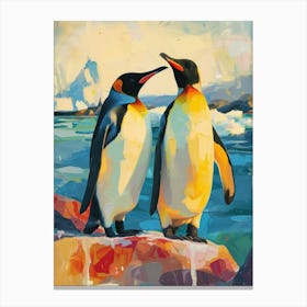 King Penguin Paradise Harbor Colour Block Painting 1 Canvas Print