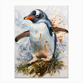 Humboldt Penguin Livingston Island Watercolour Painting 2 Canvas Print