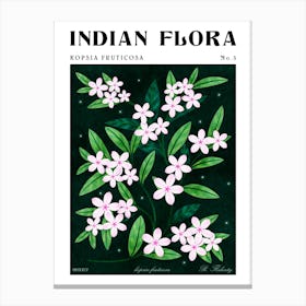 Indian Florals Kopsia Fruticosa Canvas Print