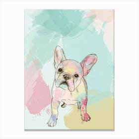 French Bulldog Pastel Line Watercolour Illustration  1 Canvas Print
