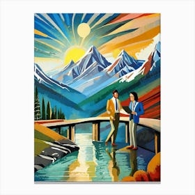 Two Businessman People On A Bridge Canvas Print