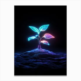 Neon Tree On A Rock Canvas Print