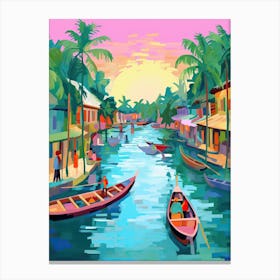 Thailand Bangkok Floating Market Travel Housewarming Painting Canvas Print