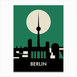 Berlin Skyline Green Canvas Print