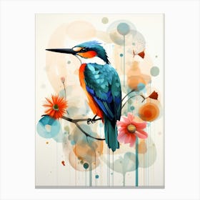Bird Painting Collage Kingfisher 3 Canvas Print