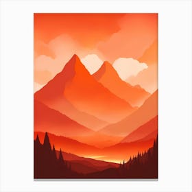 Misty Mountains Vertical Composition In Orange Tone 296 Canvas Print