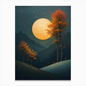 Full Moon In Autumn Canvas Print