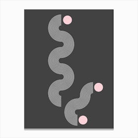 Pink Grey Abstract Waves Canvas Print