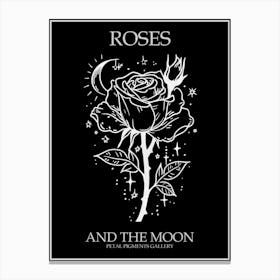 Roses And The Moon Line Drawing 2 Poster Inverted Canvas Print