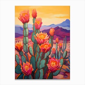 Cactus In The Desert Painting Austrocylindropuntia Subulata Canvas Print