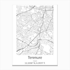 Terenure,Ireland Minimalist Map Canvas Print