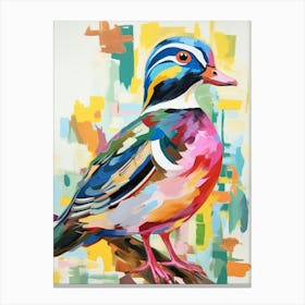 Colourful Bird Painting Wood Duck 1 Canvas Print