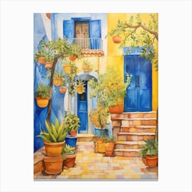 Greece Watercolor Painting Canvas Print