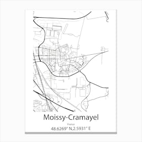 Moissy Cramayel,France Minimalist Map Canvas Print