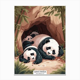 Giant Panda Family Sleeping In A Cave Poster 85 Canvas Print