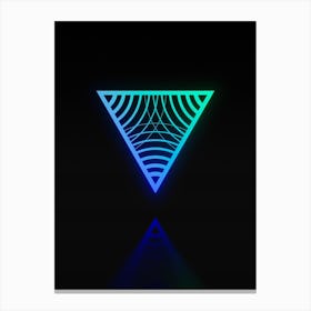 Neon Blue and Green Abstract Geometric Glyph on Black n.0035 Canvas Print