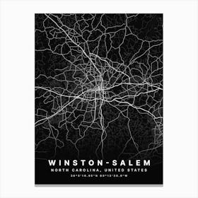 Winston Salem North Carolina Usa Black Map Canvas Print