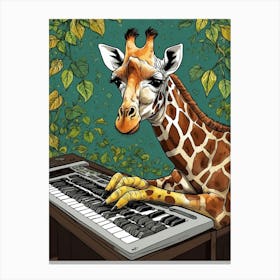 Giraffe Playing Piano Canvas Print
