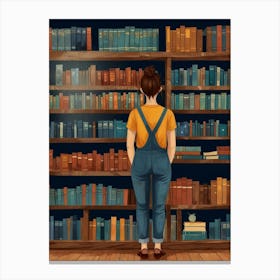 Girl In The Library 1 Canvas Print