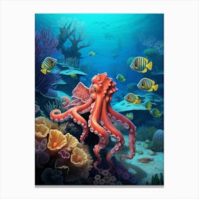 Octopus Searching For Prey Illustration 4 Canvas Print