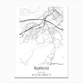 Rothrist,Switzerland Minimalist Map Canvas Print