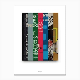 Jorge Luis Borges - Book Lover Abstract Print -First Edition Covers Toile