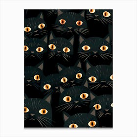 Black Cats With Orange Eyes 1 Canvas Print