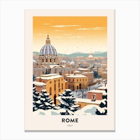 Vintage Winter Travel Poster Rome Italy 2 Canvas Print