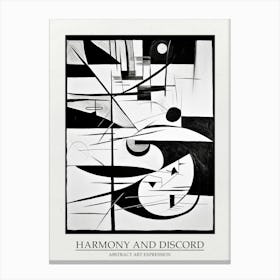 Harmony And Discord Abstract Black And White 2 Poster Canvas Print