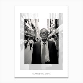 Poster Of Guangzhou, China, Black And White Old Photo 1 Canvas Print