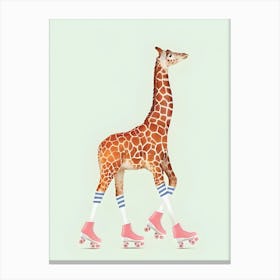 Giraffe On Roller Skates Canvas Print